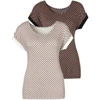 Vivance by Lascana Kurzarmshirt mit dekorativem Ärmelsaum (2er-Pack) aus luftigem Viskose-Stretch