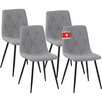 Albatros International Esszimmerstuhl Esszimmer Stühle 4 er Set DORA, Stuhl Stühle Esszimmerstühle, Küche (4er Set, Grau, Stoff Bezug), Küchenstuhl Küchenstühle Essstühle für den Esstisch Ess Stühle