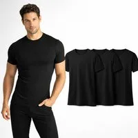 fashionshowcase Unterhemd 4er-Pack Unterziehshirts Kurzarm, Schwarz, 100% Baumwolle (Mehrfachpackung, 4er-Pack) atmungsaktiv & hautfreundlich