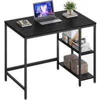 VASAGLE Schreibtisch Computertisch, Tisch, Bürotisch, 100/120/140cm, mit 2 Ablagen, moderner Stil
