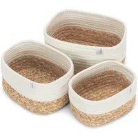 NORDIS DESIGN Aufbewahrungskorb Set "Alea" aus natürlicher Baumwolle und Wasserhyazinthe, (3er-Set), Dekokorb geflochten für Bad, Kinderzimmer und Schlafzimmer