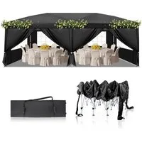 LALAHO Faltpavillon Pavillon Partyzelte 3x6m, Festzelt Gartenzelt für Garten Terrasse, mit 6 Seitenteilen, Gartenpavillon mit 6 Seitenteilen,Wasserdicht & UV-Schutz