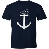 MoonWorks Print-Shirt Herren T-Shirt Anker Vögel Birds II Shirt mit Print