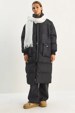 Oversize Langer Puffer-Mantel