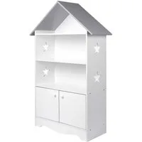 Woltu Bücherregal, 1-tlg., mit Abschließbarer Tür, 3 Regale für Kinder, Weiß