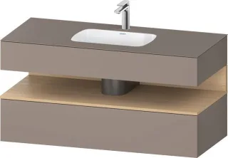 Duravit Qatego Einbauwaschtisch mit Konsolenwaschtischunterbau Basalt Matt 1200x550x600 mm - QA47870 QA4787030430010