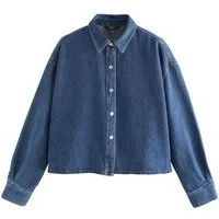 Next Jeansbluse Verkürztes Hemd mit Karomuster (1-tlg)
