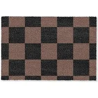 MuchoWow Fußmatte Schachbrettmuster - Braun - Schwarz - Blöcke, Rechteckig, innen Schmutzfangmatte, Tür, Schmutzfänger Flur, Teppich 60x40 cm