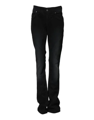 John Galliano Schwarze Baumwoll-Mittelhoch taillierte Jeans