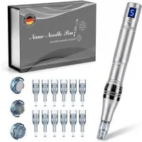 SWGOTA Micro-Needling Microneedling Pen mit 5 Stufen,7 Farbenlicht,12 Nadelköpfe Derma Pen, 1200mAh Microneedling Gerät,0-2,5mm,LCD Anzeige,Hautbildverbesserung
