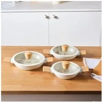Karaca Topf-Set Karaca Swiss Crystal Almond 6-teiliges Kasserollen Set Induktion, (6-tlg)