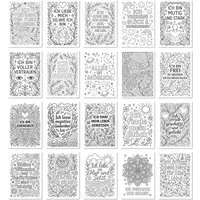 TypeStoff Grußkarten TypeStoff 20er Ausmal-Postkarten Set DIN A6 – Motive & Affirmation, Ausmalbar, Nachhaltiges Papier