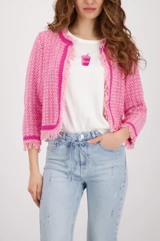 monari - Tweed-Überwurf mit Fransen spring flower - Gr. - 36