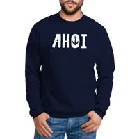 MoonWorks Sweatshirt Sweatshirt Herren Ahoi mit Anker Print Rundhals-Pullover Moonworks®