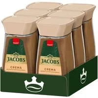 JACOBS Kaffee löslicher Kaffee Crema 6 x 200 g Gläser Löskaffee Instantkaffee, 1200 g, (Packung, 6er Pack)