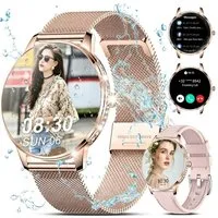 Forrlite 2026 Neues Smartwatch Damen Herren mit Telefonfunktion, Smartwatch (38mm cm/1.19 Zoll) Spar-Set, 4-tlg., Anrufe, Schrittzähler, Puls, Blutdruck, Stress-, Schlafüberwachung, IP68 Wasserdicht – Fitnessuhr Kompatibel mit iOS Android