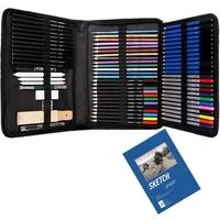 KINSI Buntstift Buntstiftset 71 Teile, Graphitstifte, Kohlestifte, Profi Zeichenset, (71-tlg), mit Radiergummi und Marker zum Ausmalen von Zeichnungen, Skizzen