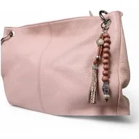FRONHOFER Taschenanhänger 19347 Taschenanhänger mit Holz- & Metallperlen, Lederquaste, Leo-Cabochon