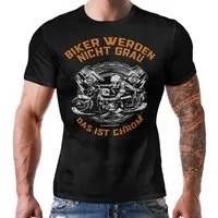 RAHMENLOS® T-Shirt für Motorradfahrer: Biker werden nicht grau - das ist Chrom
