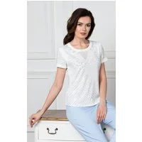 Passioni T-Shirt mit Strasssteinen und transparentem Einsatz am Ausschnitt