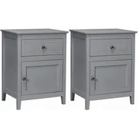 COSTWAY Nachttisch (2-St), mit Tür und Schublade 48 x 38 x 63,5cm
