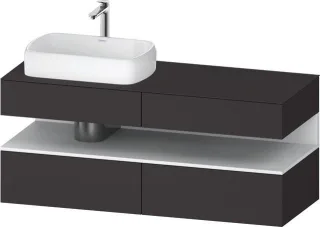Duravit Qatego Konsolenwaschtischunterbau wandhängend Graphit Supermatt 1400x550x600 mm - QA47650188 QA4765018800000