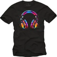 MAKAYA Print-Shirt mit Kopfhörer Motiv Jungen Kinder Herren Männer Musik Geschenke (Schwarz, Blau, Grau, Grün, Lila, S, XL, 3XL, 4XL, 5XL, L, M, XXL) Baumwolle