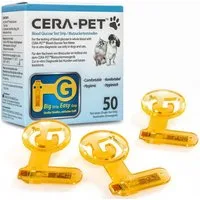 Cera-Pet Blutzucker-Teststreifen für Haustiere (Hunde und Katzen) - Heimtest zur Diabetes-Messung, 50-tlg.