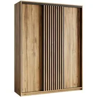 Masseno Schwebetürenschrank VONTE 150 cm Kleiderschrank 3 Türen und 4 Schubladen Schwarz