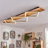 hofstein Deckenleuchte Deckenlampe aus Metall/Holz/Kunststoff in Naturfarben/Schwarz/Weiß, ohne Leuchtmittel, 3000 Kelvin, Leuchte im modernen Design, 42 Watt, 5400 Lumen, 3000 Kelvin