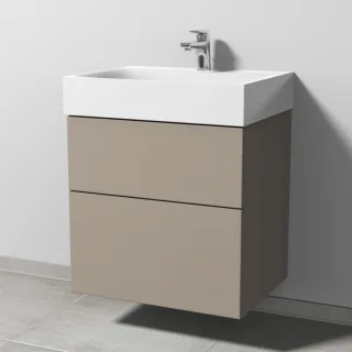Sanipa 3way Waschtischunterbau zu Kaldewei Silenio Waschtisch mit 2 Auszügen, Sandgrau-Matt SF45567