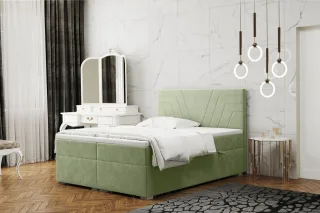 Boxspringbett Schlafzimmerbett RAMON 120x220cm in Stoff Matt Velvet Pistazie