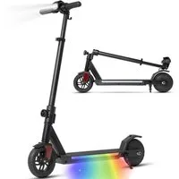 Vankel Elektro-Kinderroller klappbar, E Scooter für Kinder, ab 10 Jahre, 15km, Bunte Leuchten, Cityroller, 14km/h, EBS+Fußbremse, höhenverstellbar, mit Haken