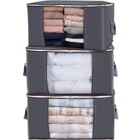 Blusmart Unterbettkommode Aufbewahrungstasche für die Kommode unter dem Bett (Faltbare Aufbewahrungstaschen für Kleidung im 3er-Pack, Umzugskarton zur Aufbewahrung von Kleidung), Unter Bettdecke Kleidung Bett Kleiderschrank grau