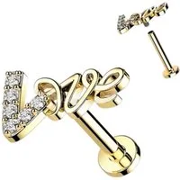 Taffstyle Piercing-Set Helix Tragus Ohr Knorpel Piercing Stecker Kristall Love Schriftzug (Ohrpiercing Cartilage Knorpel Tragus Helix Rook Daith Conch Orbital Snug Ohrring Piercing)