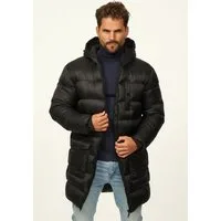 SOULSTAR Parka mit Kapuze als Winterjacke - Langer Steppmantel Herren warme Pufferjacke Steppjacke - Leichter Wintermantel