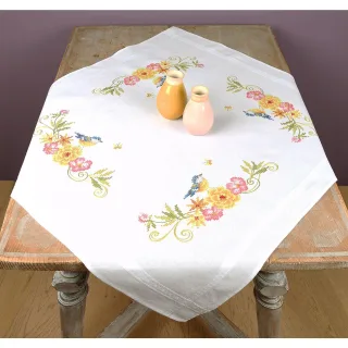 Stickmitteldecke "Blaumeisen Frühling"