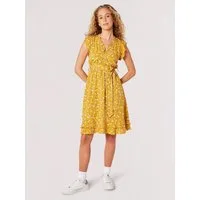 Apricot Minikleid Geblümtes Kleid (2-tlg., mit Taillenband) mit Rüschen und Gänseblümchen
