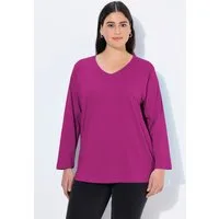 Ulla Popken T-Shirt Shirt V-Ausschnitt Relaxed Langarm