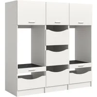 welltime Mehrzweckschrank-Set FALAS, 3-teilig, Hauswirtschaftsraum Set, Breite 192 cm, (Set, 3-St., bestehend aus: 2x Waschmaschinenumbauschrank und 1x Wäscheschrank), Kombination, Waschmaschinenumbau, Waschmaschinenschrank, Wäschekammer