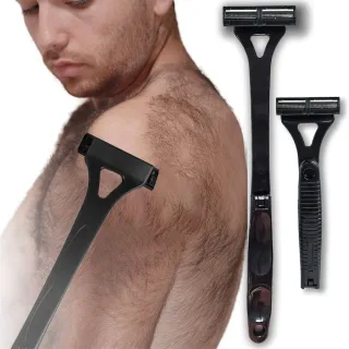 Adjustable Foldable Long Handle Triple-blade Back Hair Shaver Ergonomic Design Waterproof Easy to Use Razor Whole Body H