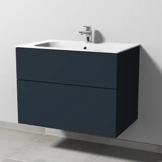 Sanipa 3way Keramik-Set Finion Keramik-Waschtisch und Unterbau mit 2 Auszügen, Marine-Matt SP4001R