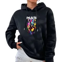 RMK Kapuzenpullover Damen Hoodie Pullover mit Kapuze Pulli Frieden Peace