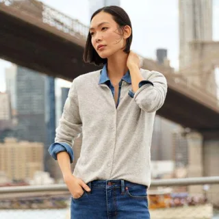 Kaschmir-Cardigan mit rundem Ausschnitt, Damen, size: regular, Braun, Kaschmir, by Lands' End