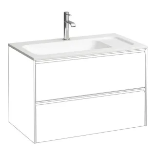 Laufen Meda Waschtisch H8141170001111 77,5x44,5cm, aus Marbond, ohne Überlauf, mit Hahnloch, weiß
