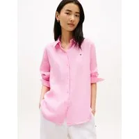 Tommy Hilfiger Hemdbluse ESS LINEN RELAXED SHIRT mit Logostickerei,kühlendes Premium Leinen