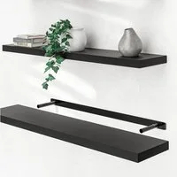 Casaria Wandboard, Schwarz Hängeregal mit Halterung 15kg Tragkraft Küche Matt 110cm