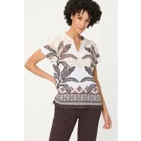 Olsen Tunikashirt Shirt mit Panneaux-Print und Tunikaausschnitt