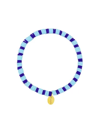 Fashionbox Armband Messing Vinylplättchen blau/hellblau flexibel