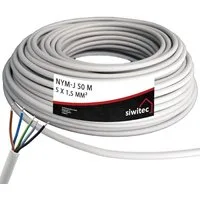 siwitec Kabel, J 5 x 1,5 mm2, 50 m Kabelring, Installationskabel, Mantelleitun Stromkabel, (5000 cm)